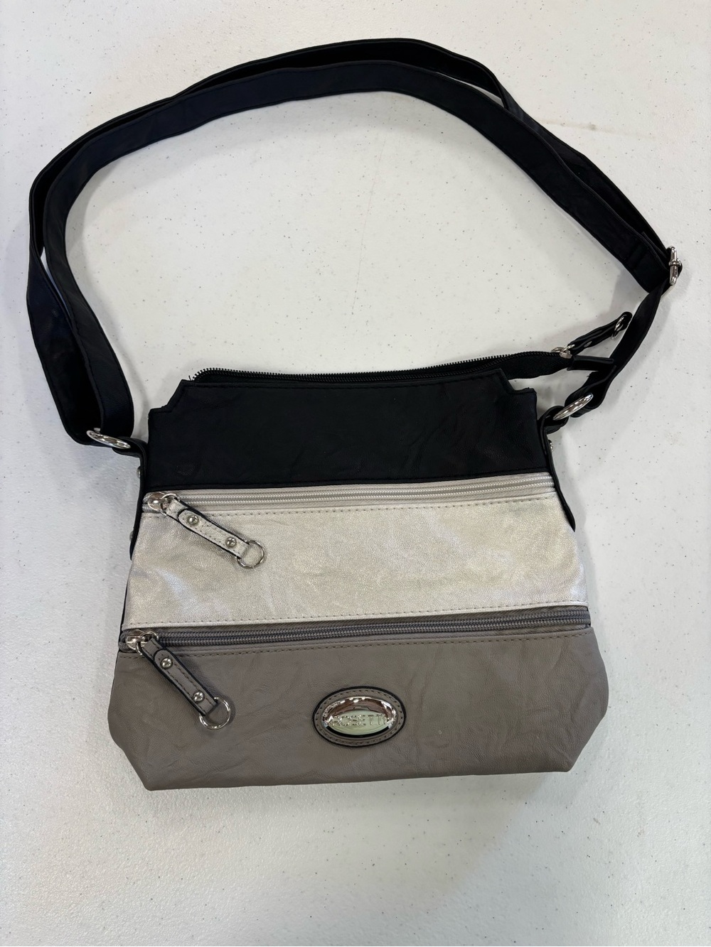 Rosetti Black, Silver & Taupe Crossbody Bag